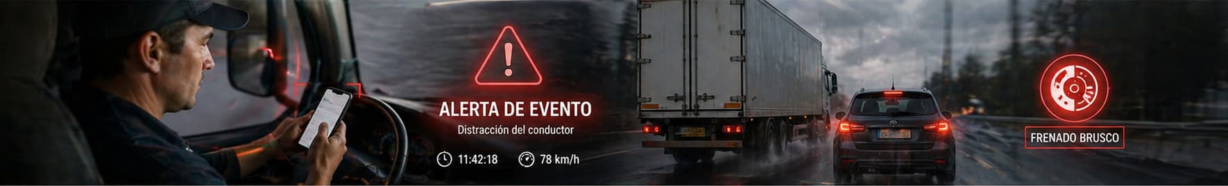 Conductor distraido uso celular camara cabina alerta seguridad