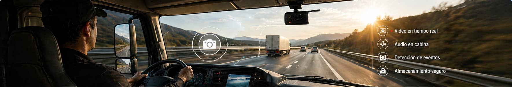 Cámara en cabina monitoreo conductor seguridad transporte flotillas